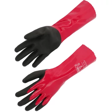 Egyrészes kötött kesztyű Nitril/PVC 35 cm hosszú piros szín