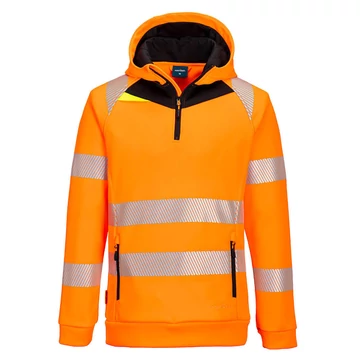 Portwest | DX4 Hi-Vis 1/4 zippzáras kapucnis pulóver