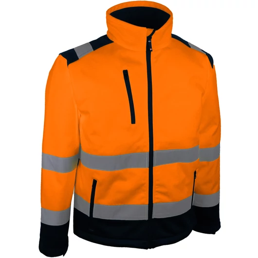 Singer | Láthatósági háromrétegű softshell kabát gyapjú béléssel  TPU membránnal narancs-kék S-4XL