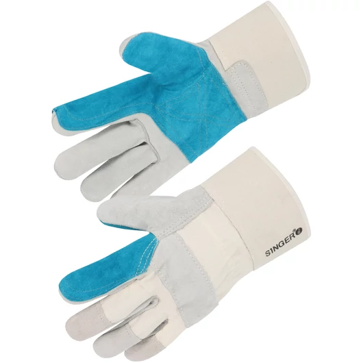 Docker marha hasítottbőr vászon kesztyű. Tenyérben hűvelyk és mutatóújjon erősített