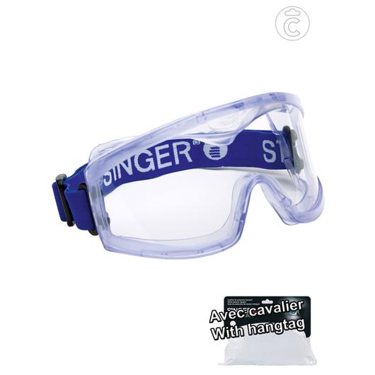 Safety google. Clear lens. Enhanced peripheral vision.