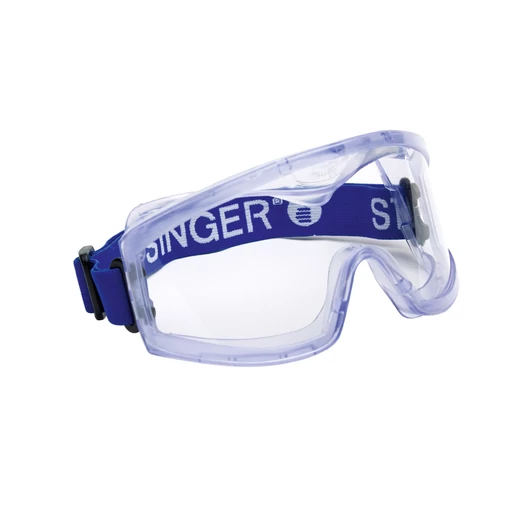 Safety google. Clear lens. Enhanced peripheral vision.