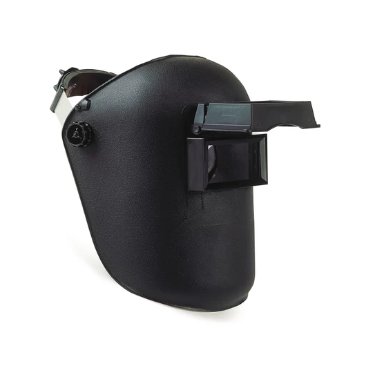 Welding hood with headgear and ratchet