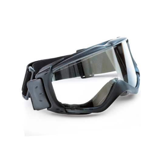 Safety goggle with comfortable foam seal. Clear anti-fog wide lens.