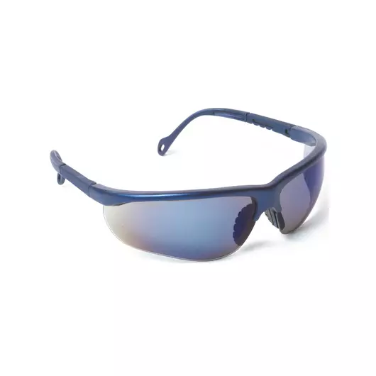 Safety sunglasses. Blue mirror lenses. Shade 3 (ISO12312-1) Adjustable sidearms.