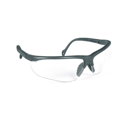 Safety spectacle. Adjustable temple length. Clear lenses.