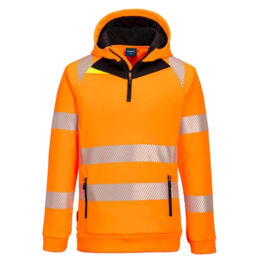 Portwest | DX4 Hi-Vis 1/4 zippzáras kapucnis pulóver
