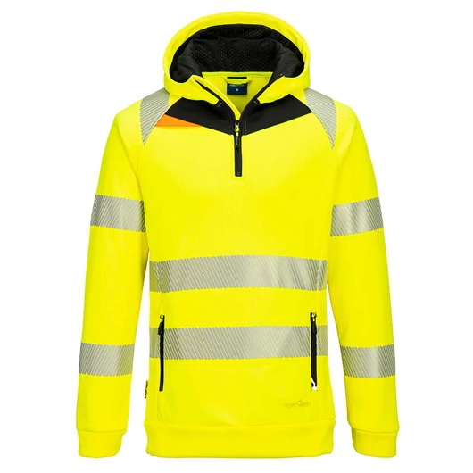 Portwest | DX4 Hi-Vis 1/4 zippzáras kapucnis pulóver